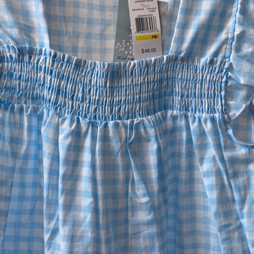 Jasmine Rose Petite gingham print nightgown cotton lightweight smock detail PM - Picture 15 of 17